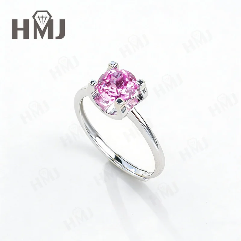 

Кольцо с выращенным в лаборатории сапфиром/падпаракой, серебро 925 пробы, круглая огранка, розовый/синий, изысканное ювелирное украшение, подарок для неё, на годовщину, свадебное кольцо