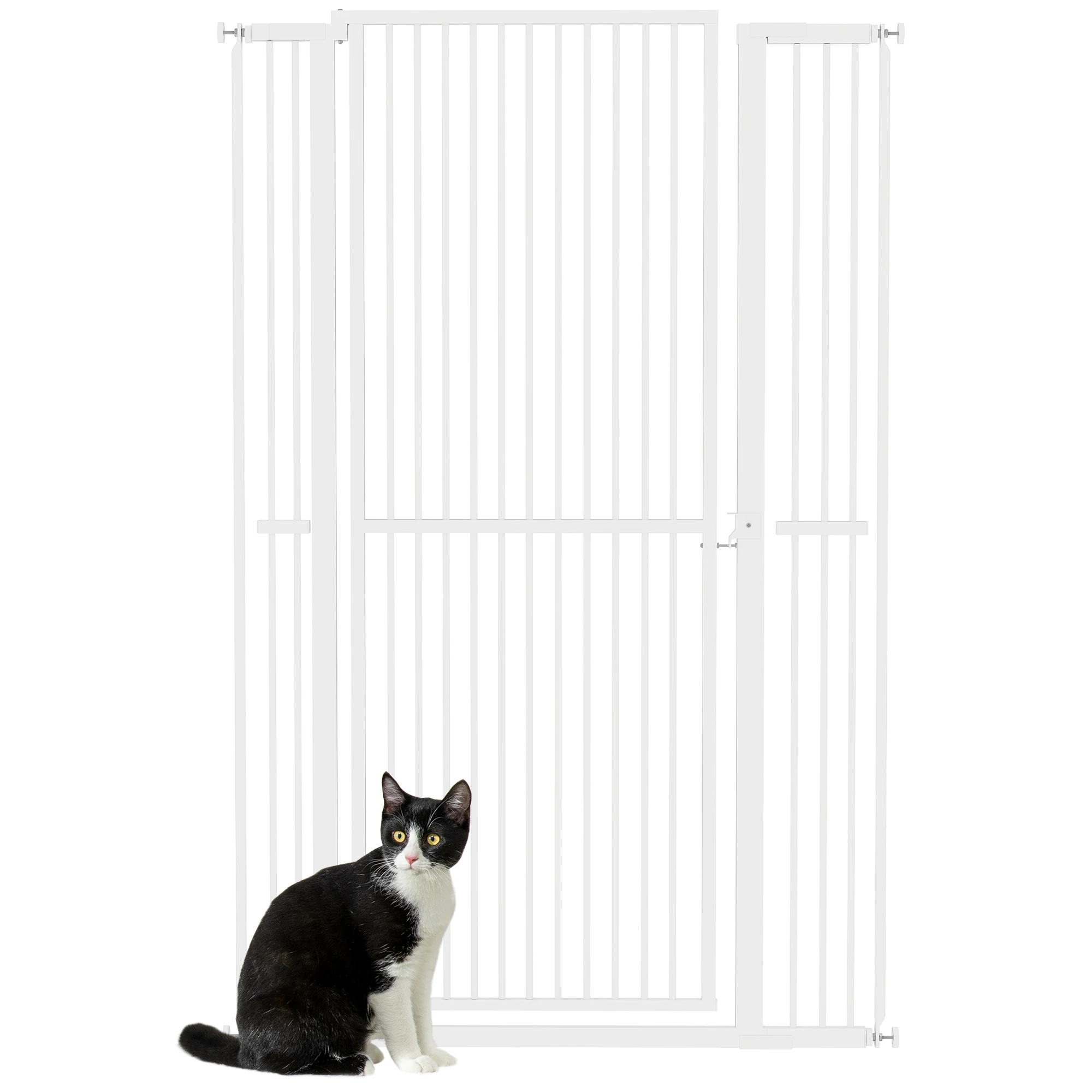 PawHut Barrera para Perros con Ancho Ajustable 77-104 cm con Extensiones Blanco
