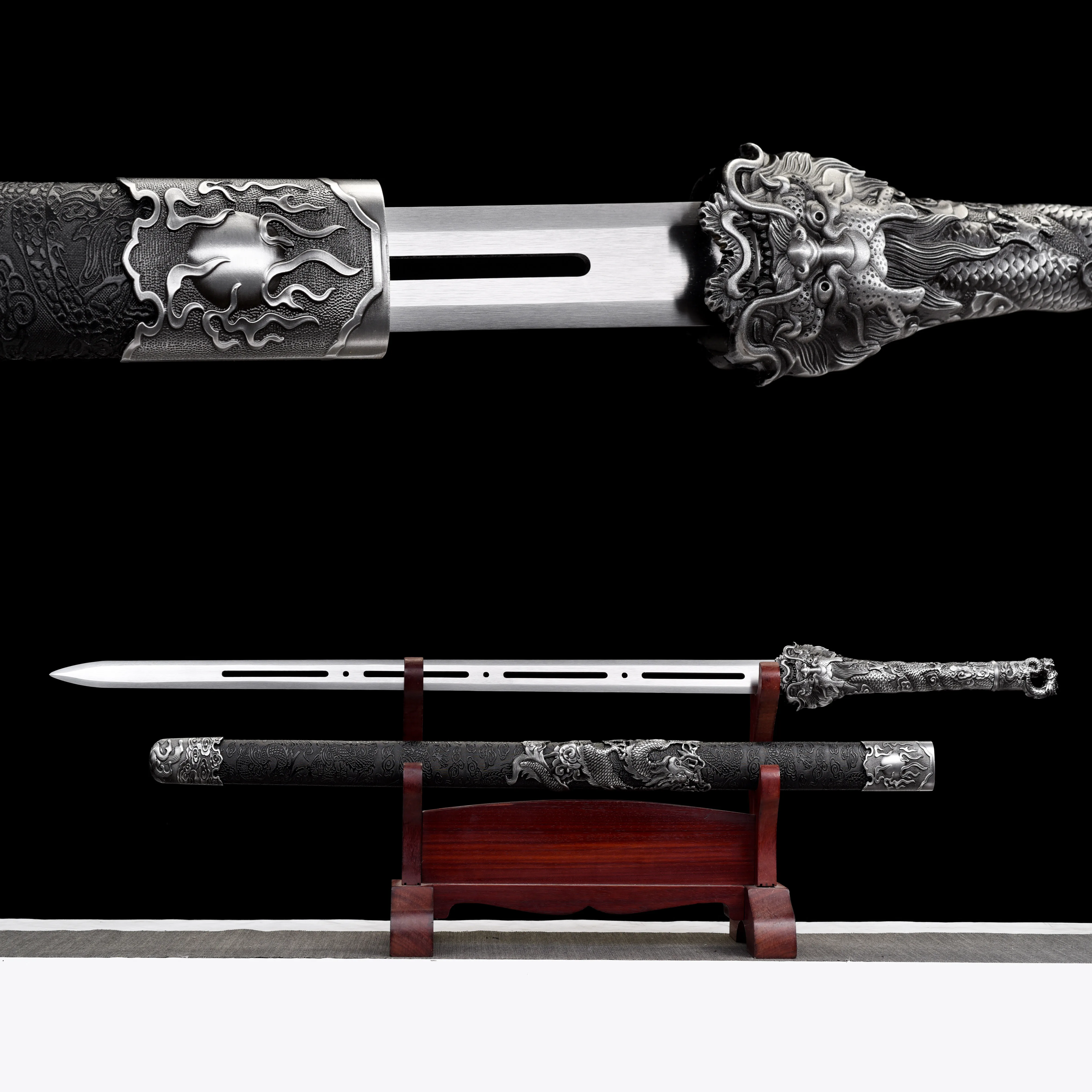 

104cm Medieval Chinese dragon katana cosplay real steel battle preparation hand-polished sharp samurai sword Weapons Ninja arts