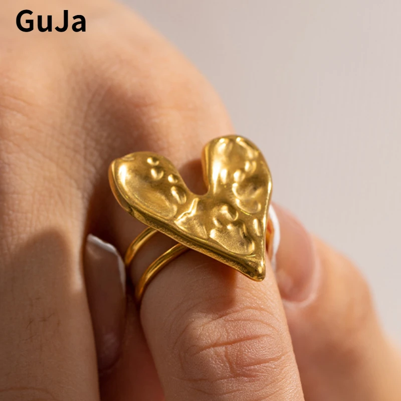 Moda takı Vintage mizaç altın renk Metal kalp yüzükler kadınlar için kadın hediyeler sadece tasarım aksesuarları