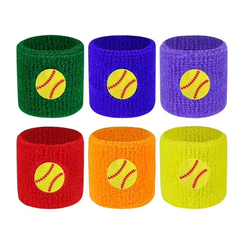 6Pcs Kids Sports Wristbands Cotton Colorful Sweatband Wrist Protector for Boys Girls - Football Basketball Tennis