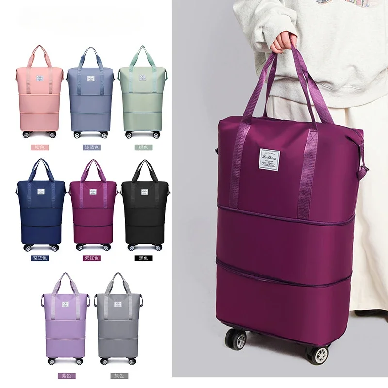 Luggage removable universal wheel dry and wet separation double-layer expansion travel bag