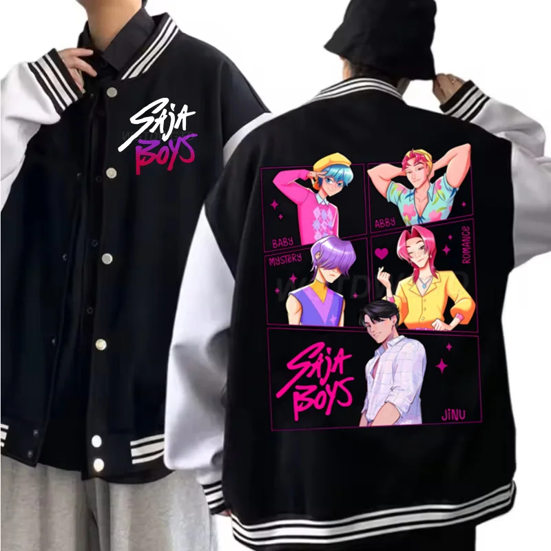 

2025 KPop охотники на демонов Saja для мальчиков, бейсбольная форма, куртка для женщин и мужчин, повседневная куртка, осенняя уличная одежда в стиле Харадзюку, трендовые пальто для мужчин