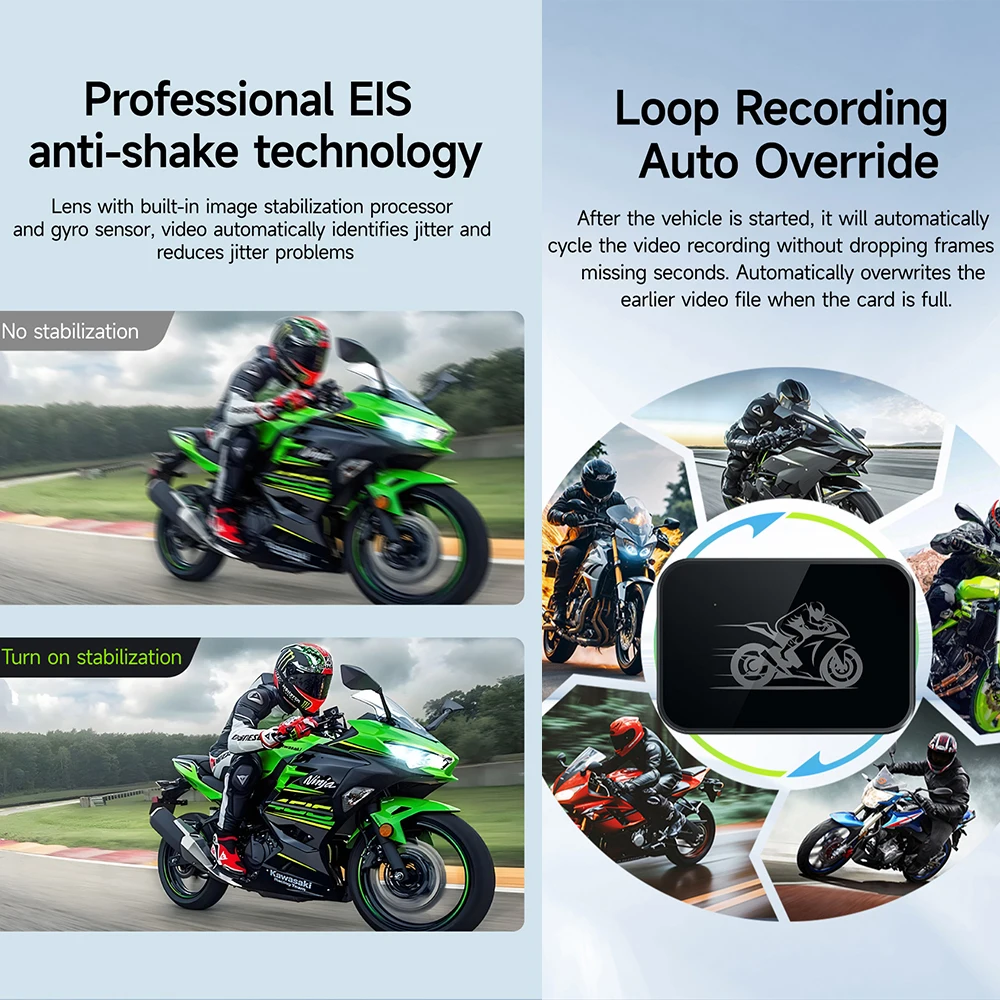 JIUYIN Dual 720P Motorcycle DVR Full Body Waterproof Moto Camera WiFi Dash Cam Front Rear Driving Video Recorder Box Universal