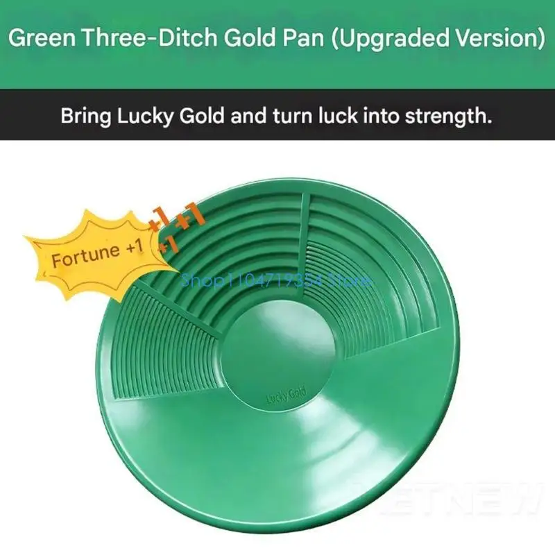0XLD Strong Plastic Gold Pan with Shallow Channel Structure 34cm Green for Stable Clear During Mountain River Panning