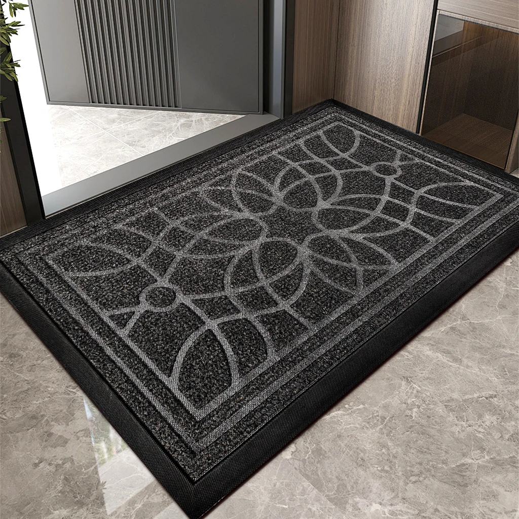 Tapis d'entrée floral Mandala de haute qualité, fabriqué avec un matériau avancé, imperméable et durable, adapté à une utilisation intérieure et extérieure.