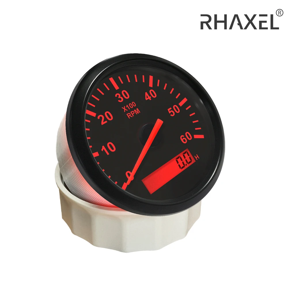 

Тахометр RHAXEL 0-3000 об/мин, 4K, 6K, 8K, тахометр REV, счетчик часов, 85 мм, 9-32 В, красная подсветка