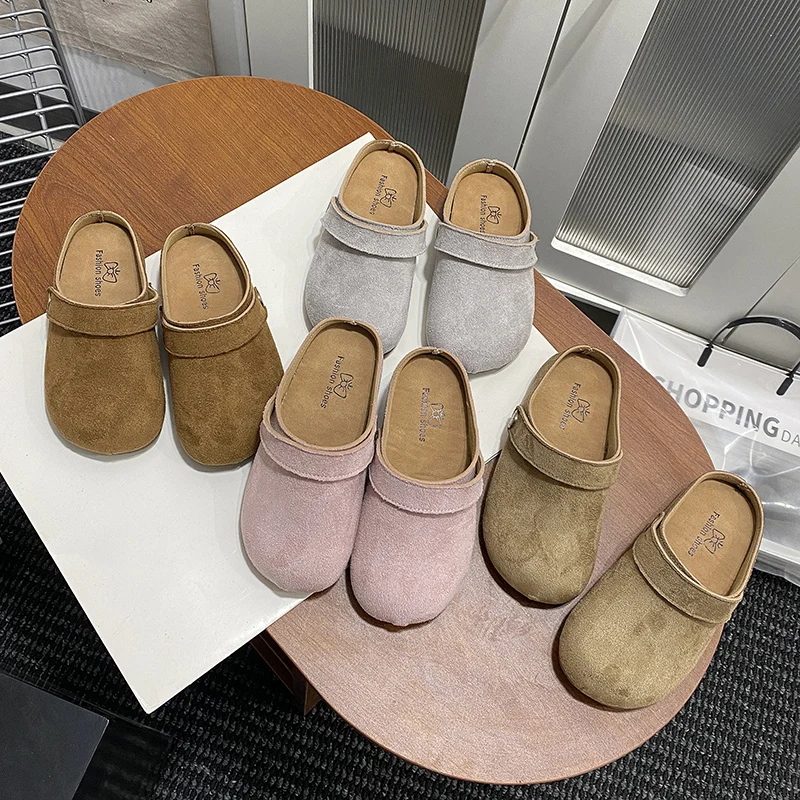 

Kids Suede Clog Mules with Adjustable Strap Breathable Upper Non-slip Rubber Sole Casual Shoes for Toddler Boys Girls