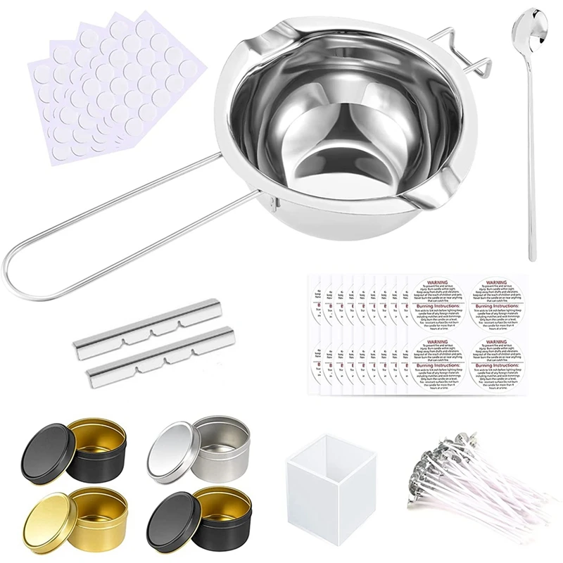 Candle Making Kit,DIY Candles Craft Tools,Candle Making Pouring Pot,Candle Wicks,Candle Wicks Sticker,Candles Tins