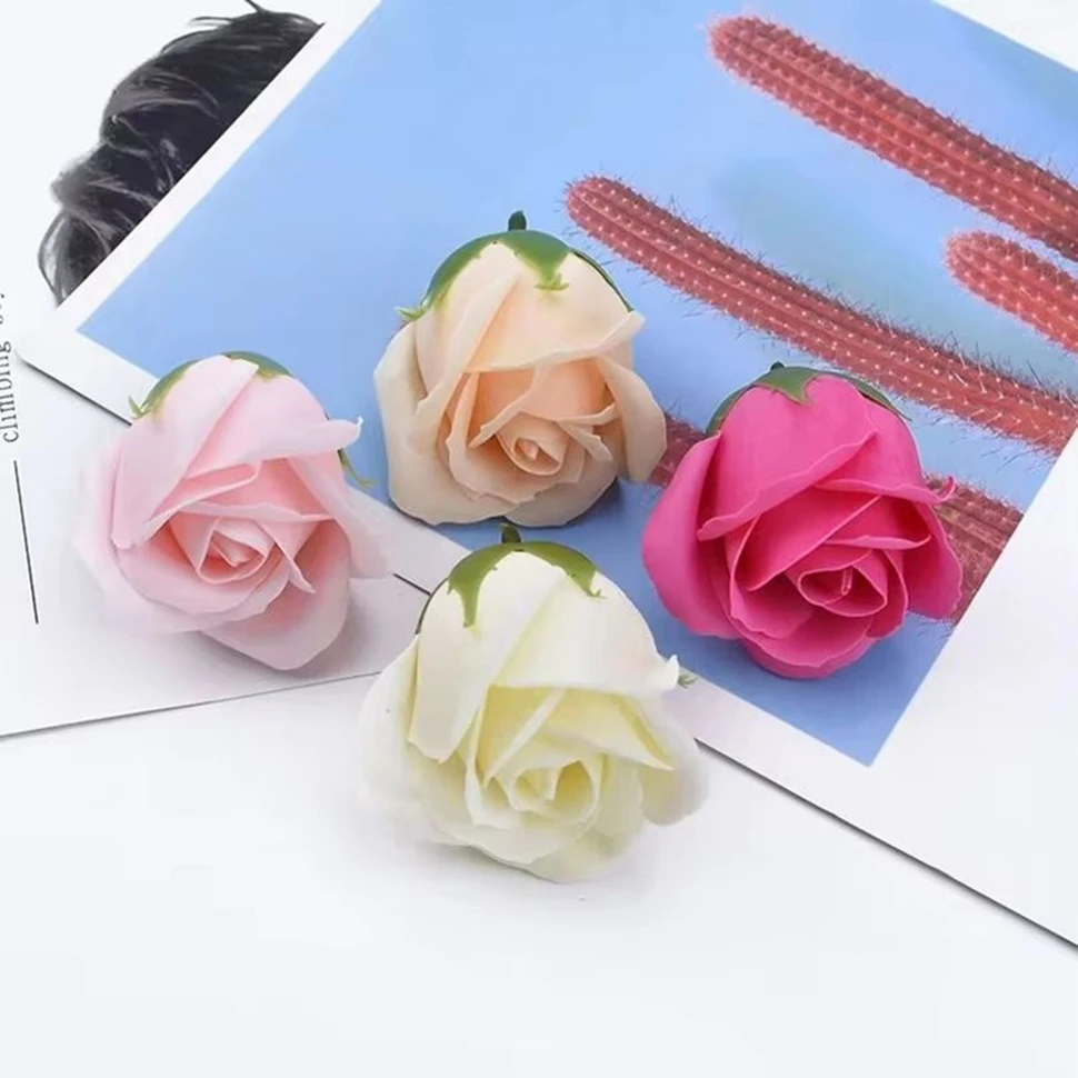 10 ชิ้นสบู่ Rose ดอกไม้งานแต่งงานผนังบ้านสวนพวงหรีดตกแต่งวันหยุดราคาถูก Diy ของขวัญกล่องเจ้าสาวช่อดอกไม้อุปกรณ์เสริม