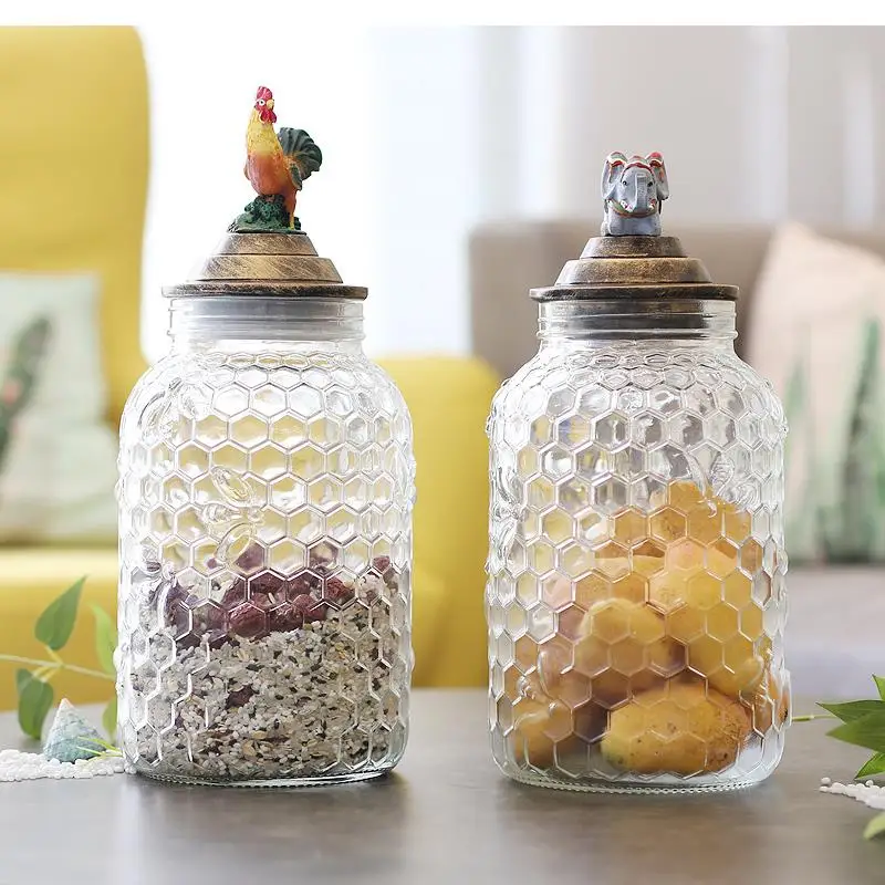 Nordic Lead-free Glass Sealed Grain Storage Jar Decoration Household Bottle Kitchen Supplies Container