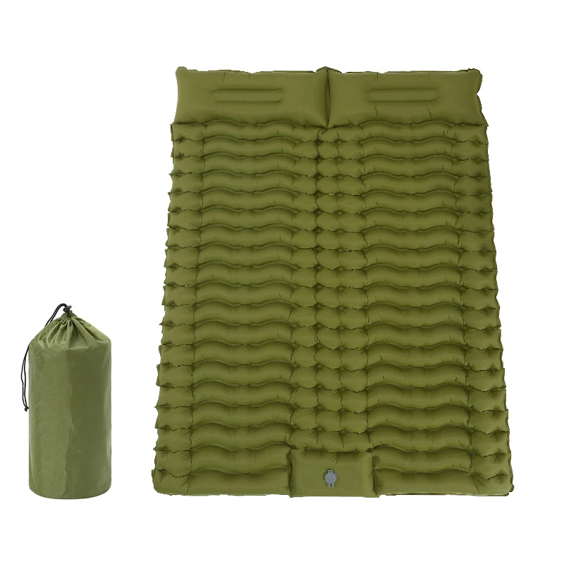 Outdoor Double Sleeping Pad for Camping Self-Inflating Mat Travel Bed  Sleeping Mattress with Pillow for Hiking