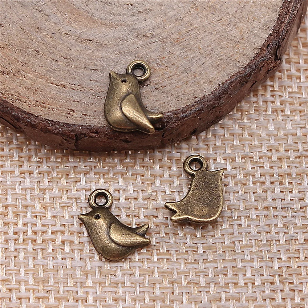 40pcs 11x8mm(0.43x0.31inch) 2 Colors Antique Bronze Color Antique Silver Color Bird Charms DIY Jewelry Accessories