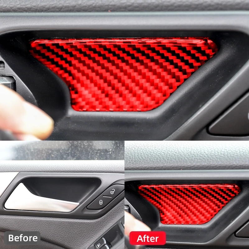 For Volkswagen Golf 6 Gti R MK6 2008-2012 Carbon Fiber interior door handle Bowl Cover Trim Frame Sticker Decor Car Accessories