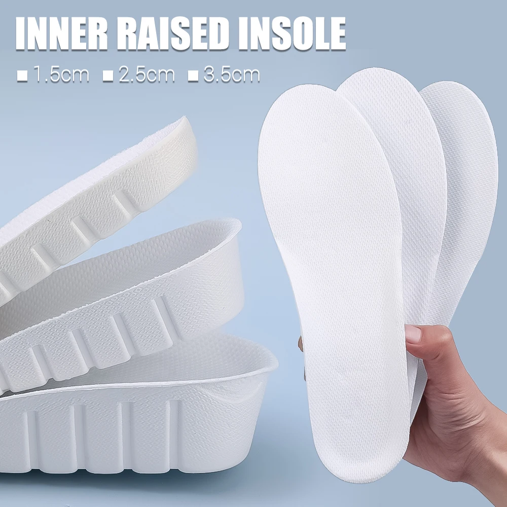 White Invisible Height Increase Insoles EVA Soft Light Shoes Sole Pad for Men Women Heel Lift Feet Care Arch Support Insoles