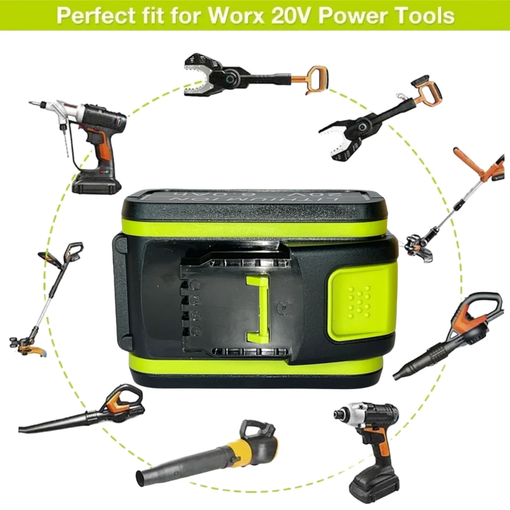 Worx-batería recargable de iones de litio, herramienta de repuesto de 20V, 6000mAh, 9000mAh, 20V Max, WA3551, WA3551.1, WA3553, WA3641, WX373, WX390