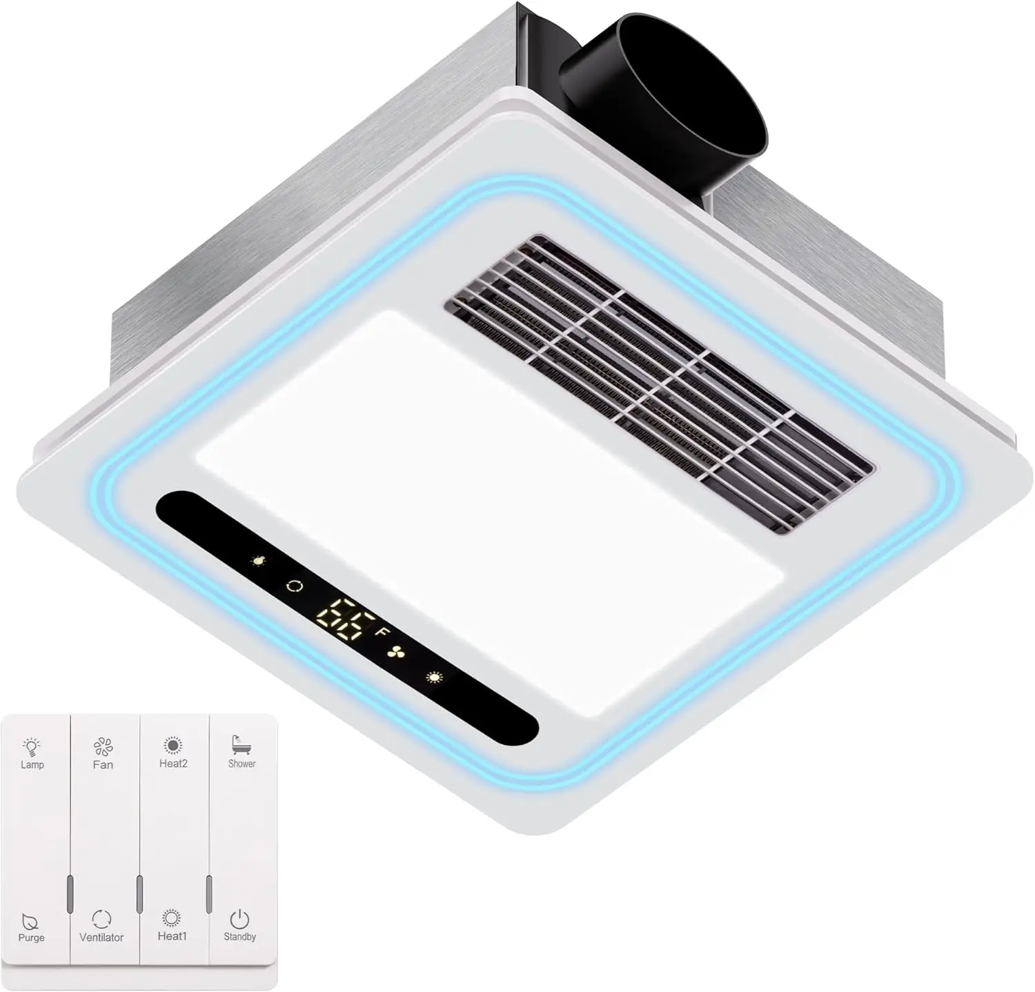 

4 in 1 Bathroom Exhaust Fan with Heater, 190 CFM Bathroom Exhaust Fan with Light, 1800W Heating Power, 1.0 Sone Bath Fan with