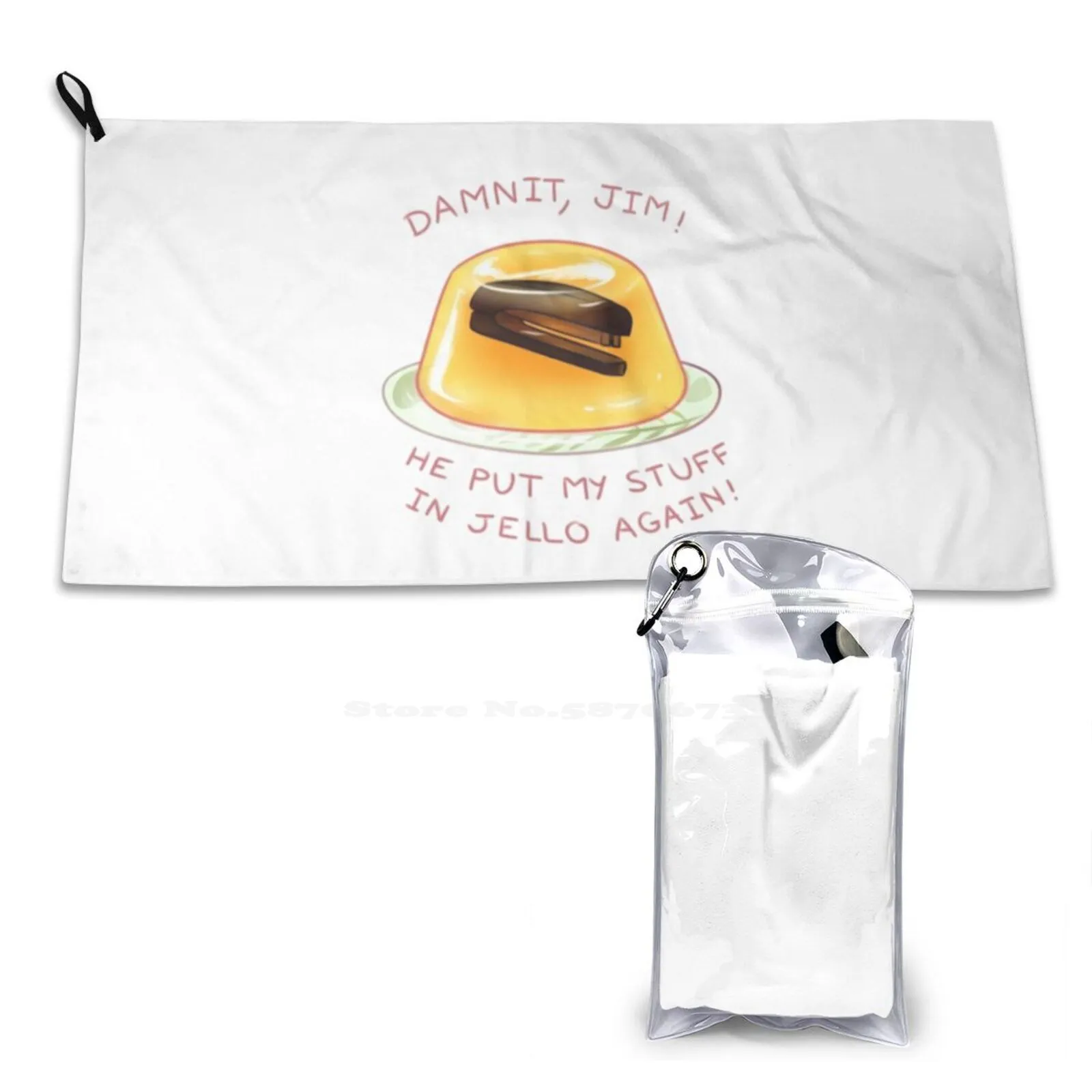 Stapler In Jello Soft Towel Quick Dry Beach Towel Jello Dwight Schrute Jim Halpert Jim Prank Flan The Office Fan Art