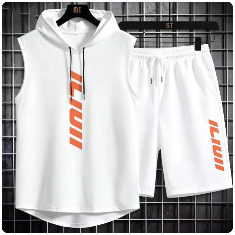 

Summer men's clothing Fashion casual basketball suit street sportwear 2 piece breathable short sleeve T-shirt+jogging shorts set