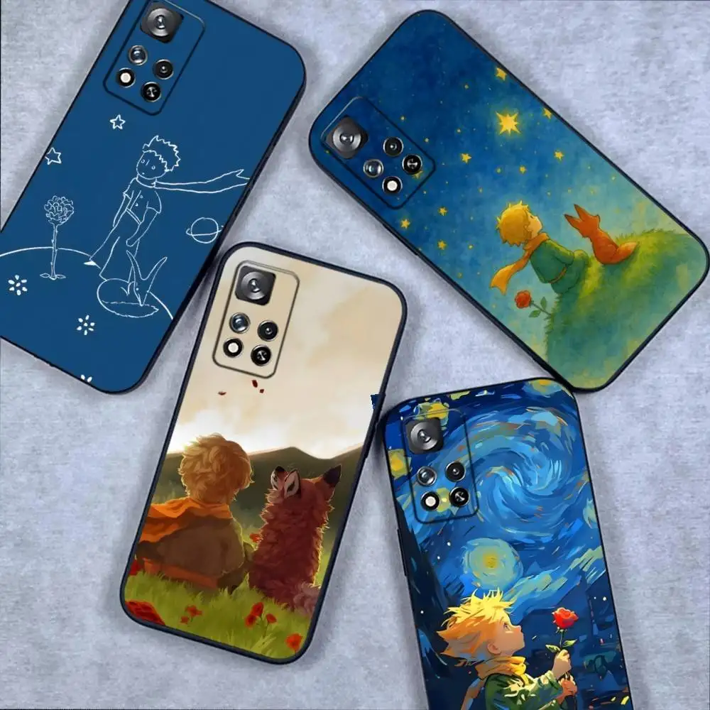 

The Little Prince Fox Roses Phone Case For Samsung S 25,24,23,22,30,21,10,9,Ultra,Plus,Lite,FE,4,5G Black Soft Case