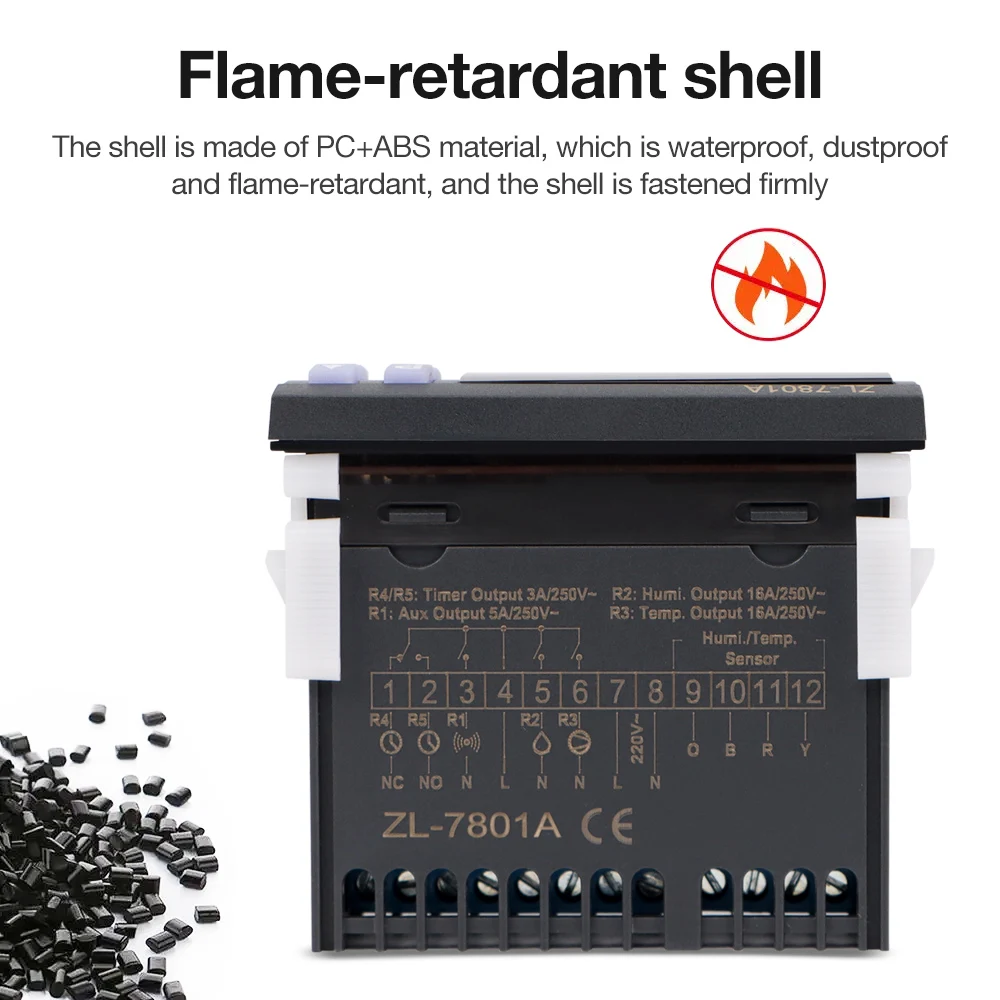 LCD Display Incubation Temperature and Humidity Controller 7801A Incubator Accuracy Thermostat Moisture Control  with 2m Sensor