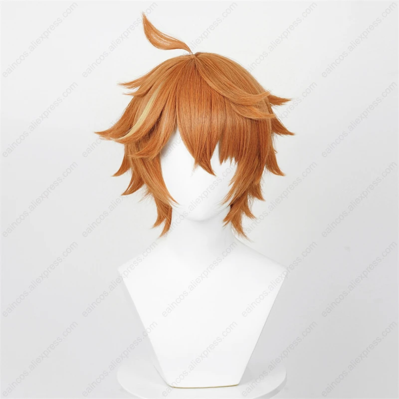 Parrucca Cosplay Tartaglia 30cm arancione marrone capelli corti parrucche sintetiche resistenti al calore festa di Halloween