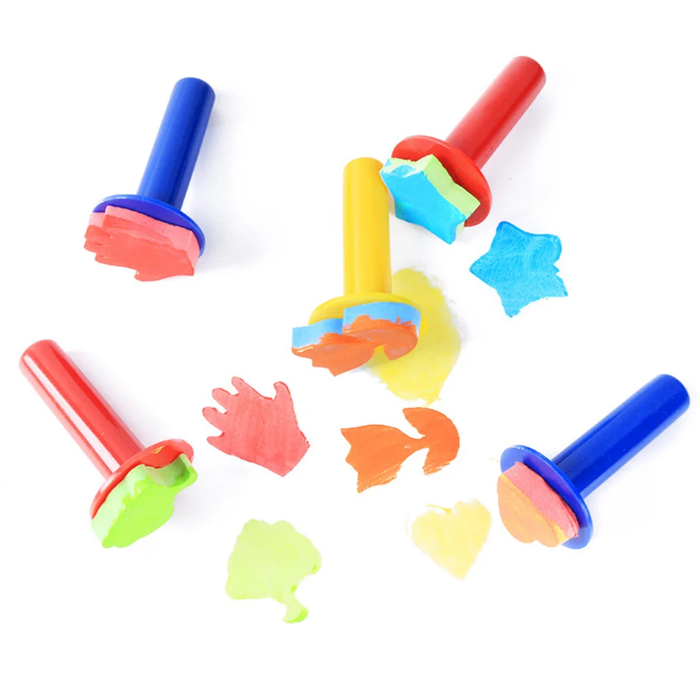 5 Pcs Shape Paint Sponge Painting Stamp Stamps for Kids Child DIY Stamper Gifts