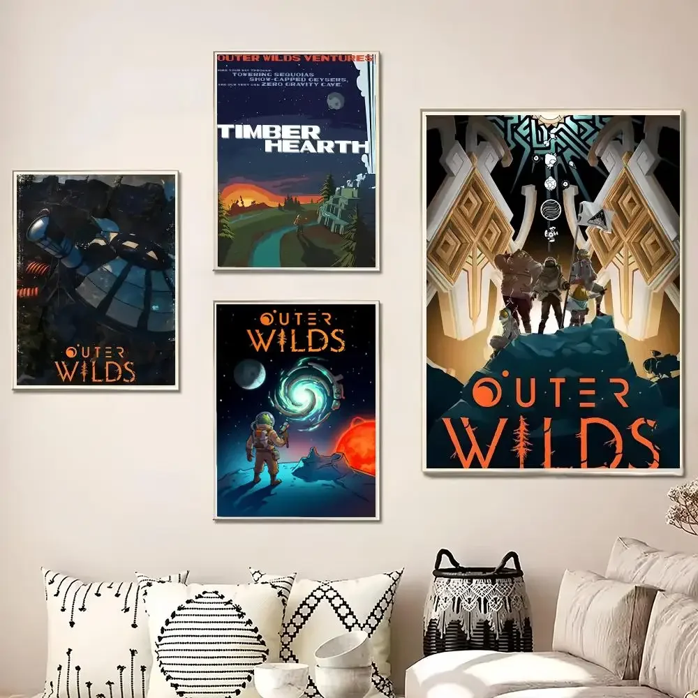 Game Outer Wilds Painting Calligraphy Canvas Poster Wall Art for Living Room Bedroom Cafe Decor Gift