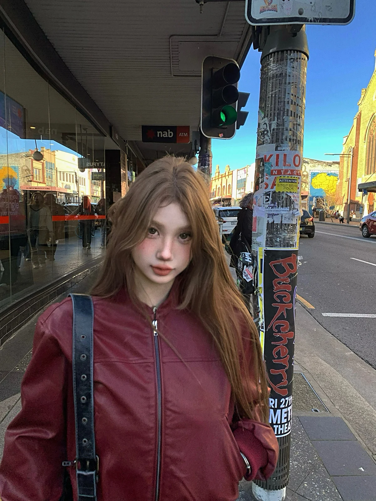 

Tongiiuu American Sle Vintage Leather Jaet Women Loose Slimming Motorcycle Jaet Top PU Leather Long Sve Zipper Closure