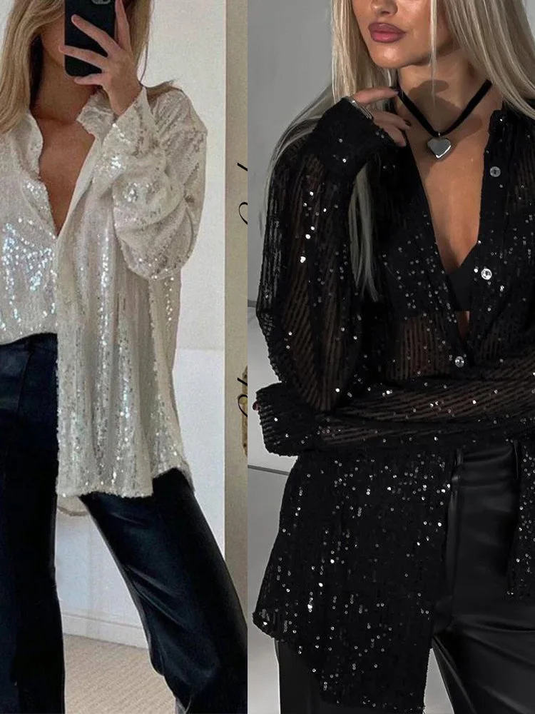 Sexy longo sve pérola embelezado solto irt feminino faionable casual sle colarinho ele casual wear para mulher