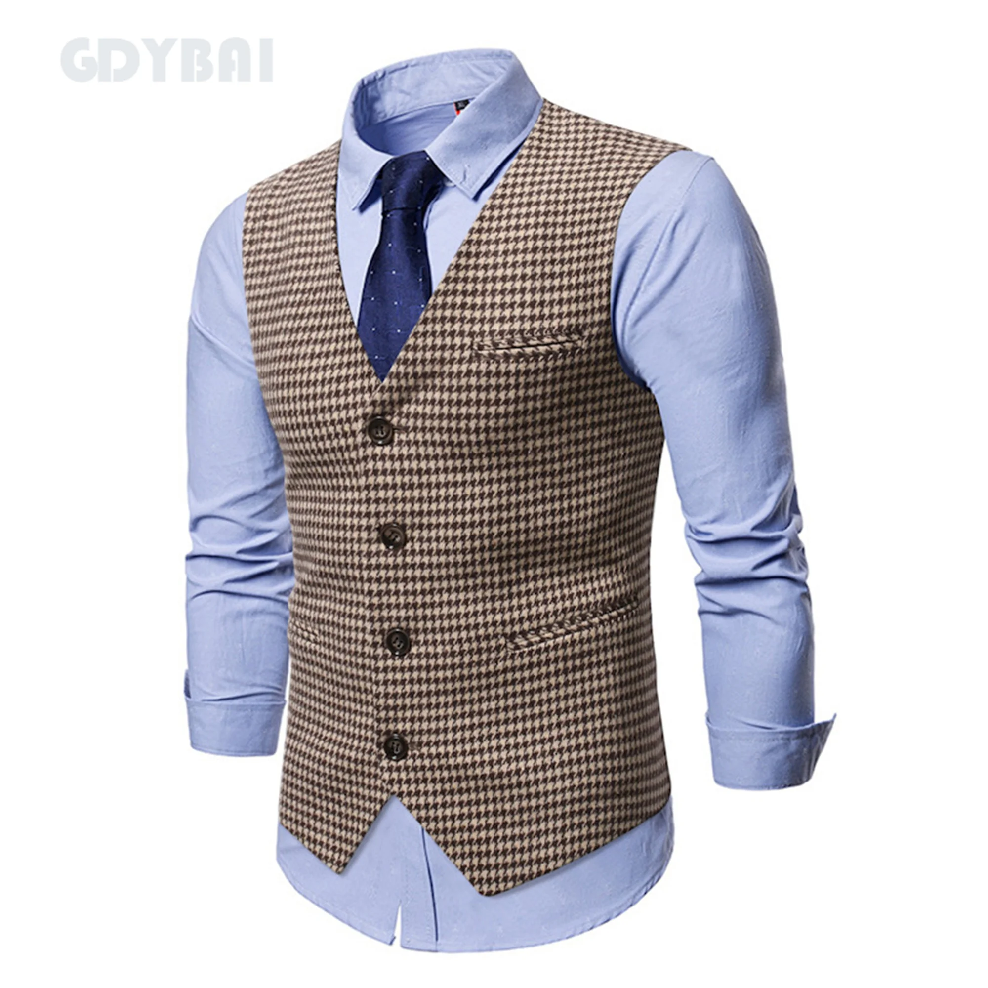 Men'S Vest Seasons New Business Vest Jacket Fashion Casual Classic MenSelf-cultivation Single-breasted