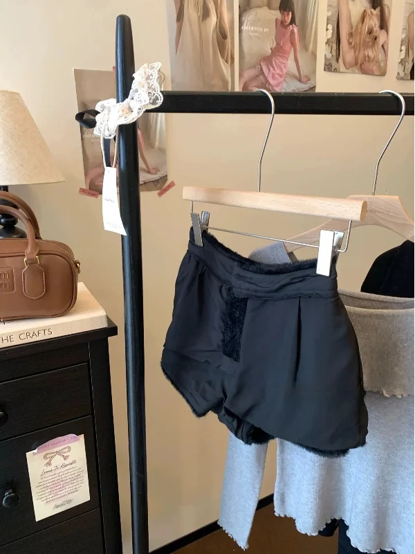 プラスサイズ ティエンエド ふわふわ ワイドレッグ パンツ レディース 秋冬 ハイウエスト Aライン 着痩せ ベースレイヤー ブーツパンツ