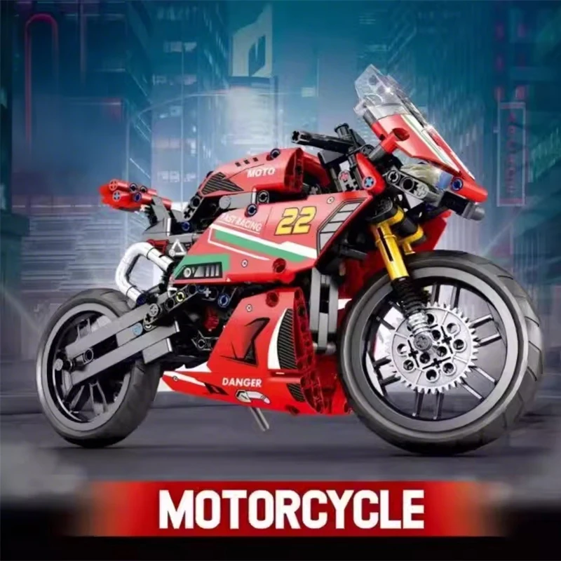 

Строительные блоки для мотоциклов 2025 года, модель локомотива Ducatied MOC, механическая группа, кирпич, сложная сборка, игрушка, подарок для ребенка