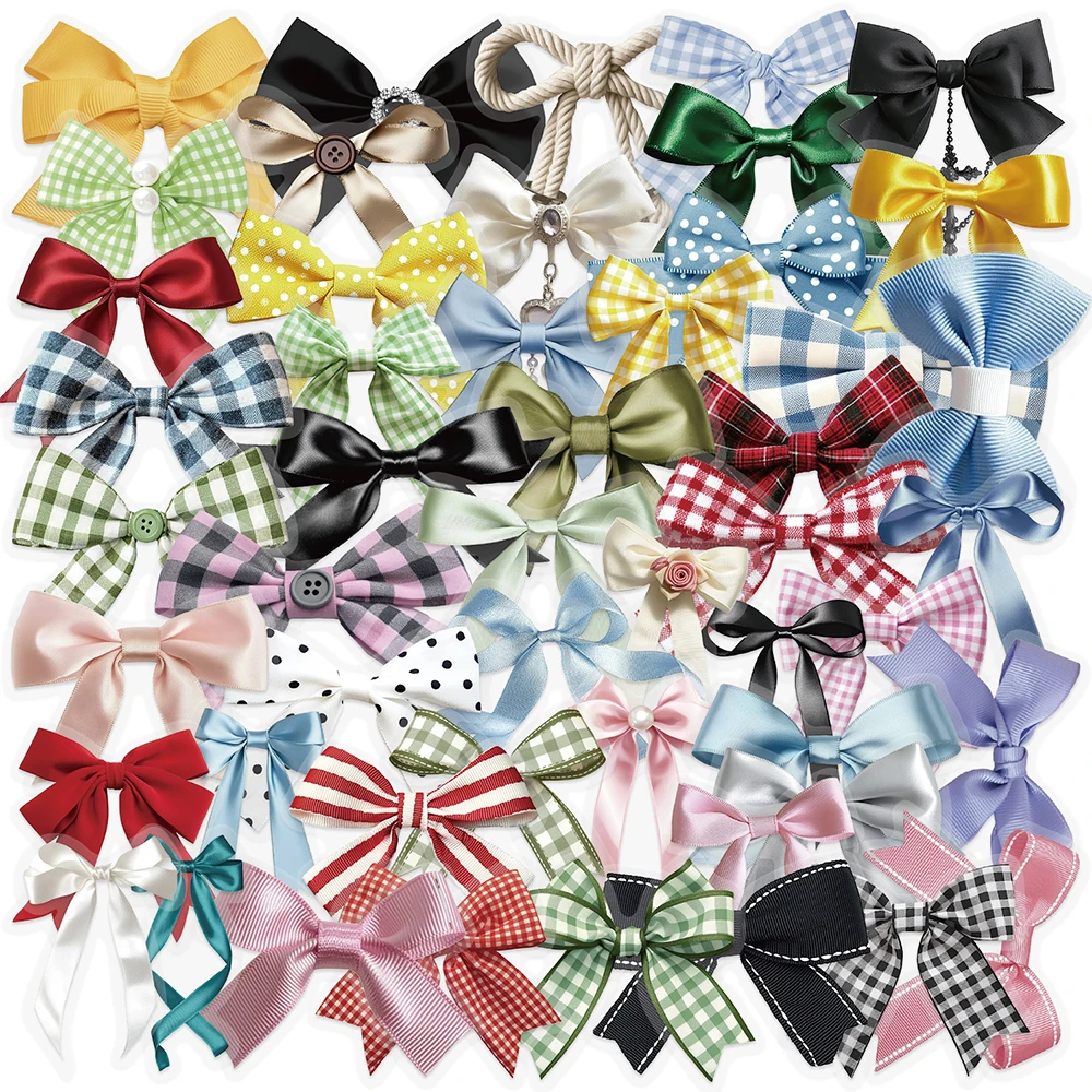 10/30/50 Uds. Pegatinas transparentes de dibujos animados con lazo colorido, bonitas calcomanías estéticas para mascotas, cuaderno DIY, maleta, equipaje, pegatina impermeable