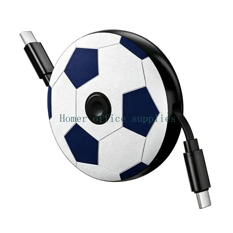 K43B Type C Port Pull-Out Charging Cable, 240W Cord with Small Soccer Ball Housing for Phone, Tablet, Laptop, Desk Cable Use,