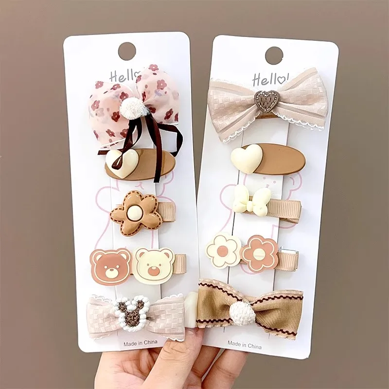 5pcs/set Cute Bow Flower Hairpins For Little Girls Children Lovely Hair Ornament Hair Clip Barrette Kid Fashion Hair Accessories