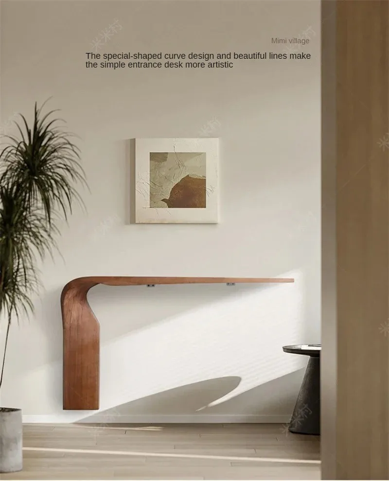 Simple Art Console Table Creative Entrance Furniture Console High-grade Special-shaped Solid Wood Wall Nordic Decorative Table E