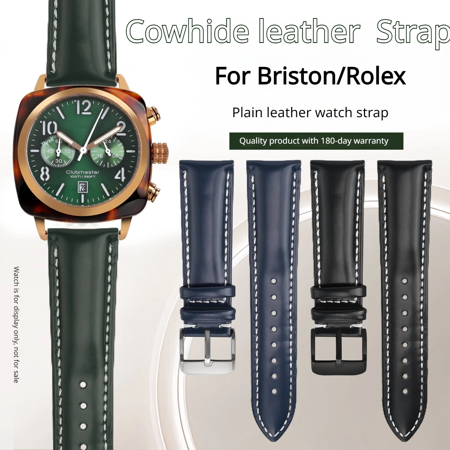 22 20mm Universal Business Men's Cowhide Leather Watch Strap For Briston Rolex IWC Plain Leather Watch Band Quick Release Strap