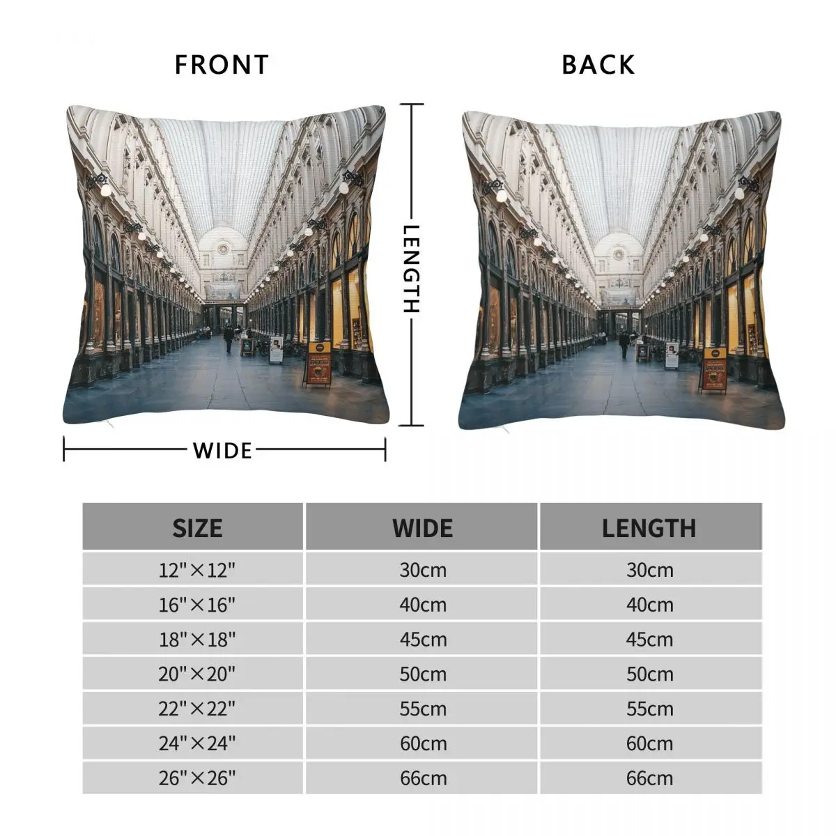 Galeries Royales Saint-Hubert Square Pillowcase Polyester Linen Velvet Pattern Zip Decor Pillow Case Car Cushion Cover