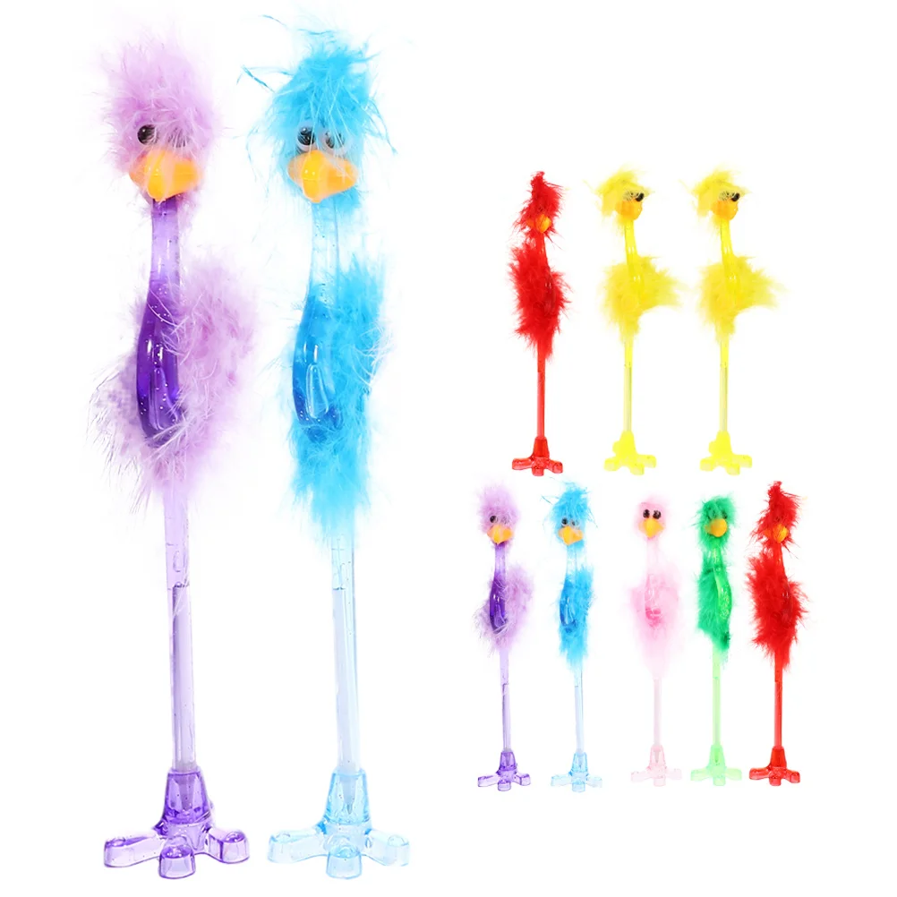 

10Pcs Ballpoint Pen Ostrich Designed Creative Pens for Students Office School Smooth Writing Blue Ink Ballpoint Pen