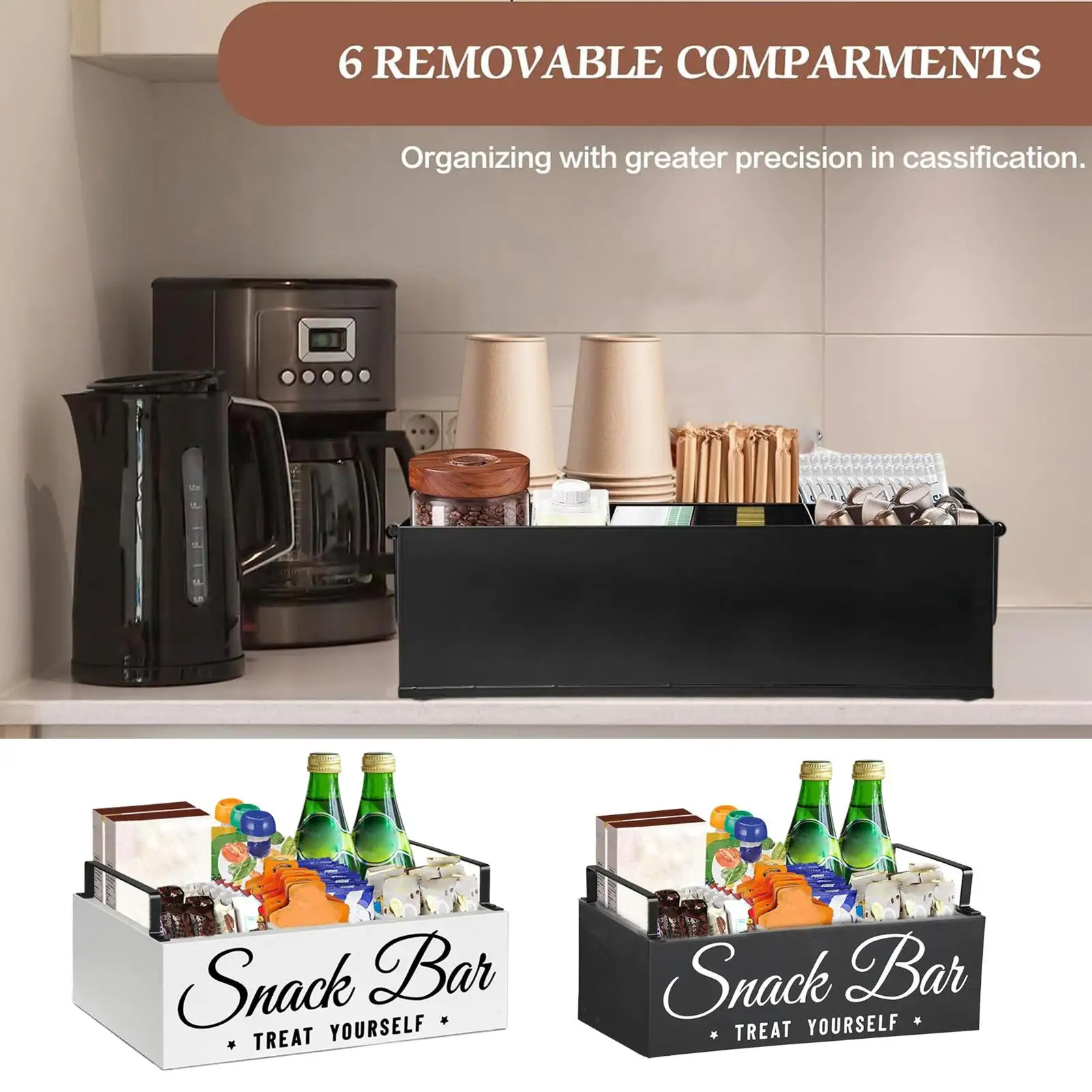 

Coffee Organizer Station Stirrers Storage Holder Desk Coffee Counter Organizer With Handle For Dorm Studio Breakroom Living Room