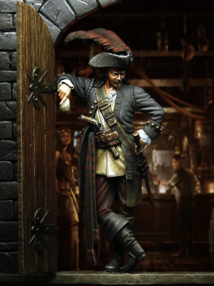 1/24 Scale Resin Figure Model Kit Ancient Pirate Ship Captain Hobby Diorama Miniature Statue Unassembled Unpainted Free Shipping