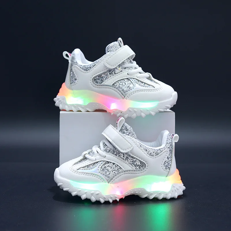 2024 Summer Sneakers Kids Fashion Girls LED Light Shoes Letter Mesh Breathable  Luminous Shoes Casual Sports Shoes Boys Shoes