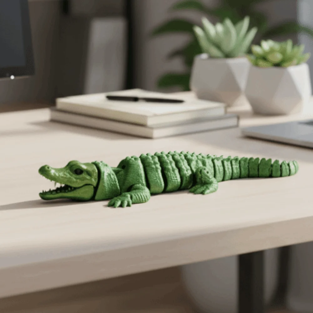 Creative 3D Printed Simulation Crocodile Model Moveable Lifelike Simulation Crocodile Articulated Rotatable