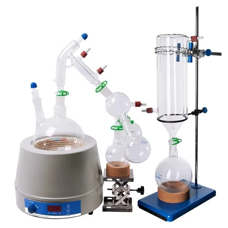 For Glass Micro Distillation Unit 2L Micro Purification Unit 5L Chemistry Experiment Set with Electric Heating Sleeve