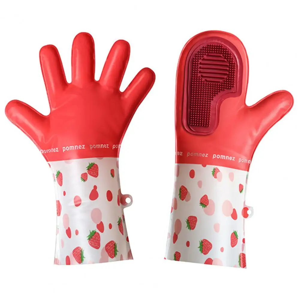 Pvc Cleaning Gloves Dishwashing Gloves Waterproof Strawberry Brush Gloves Convenient Powerful Versatile Housework Solution