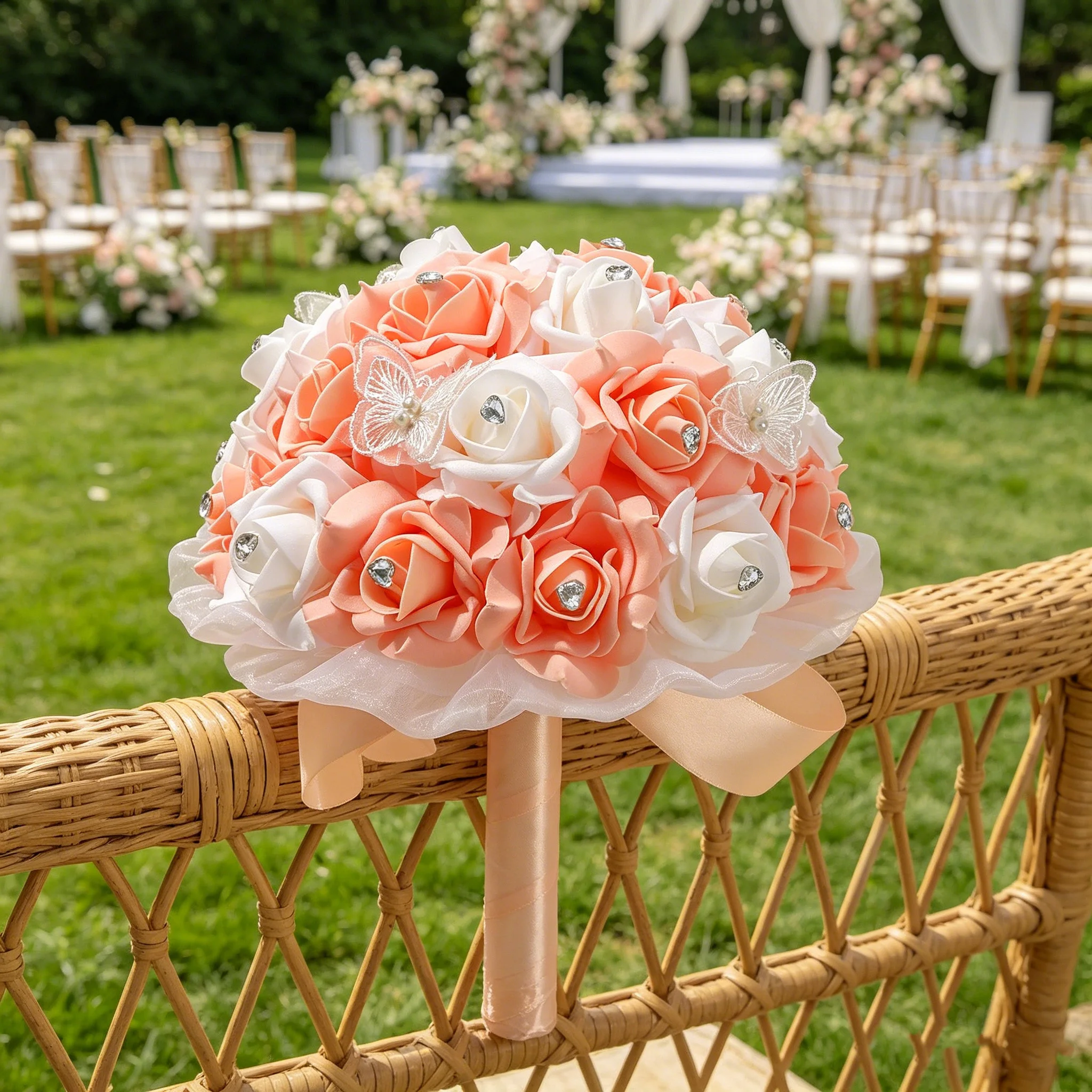 

Fresh summer outdoor wedding boutonnieres, atmosphere-enhancing wedding decoration bouquets
