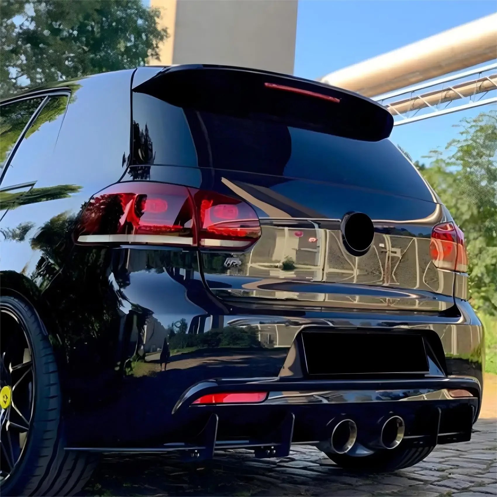 For VW Golf 6 MK6 R R20 2008-2013 Rear Bumper Diffuser Tail Splitter Spoilers Protector Guard Lip Gloss Black Bodykits Tuning
