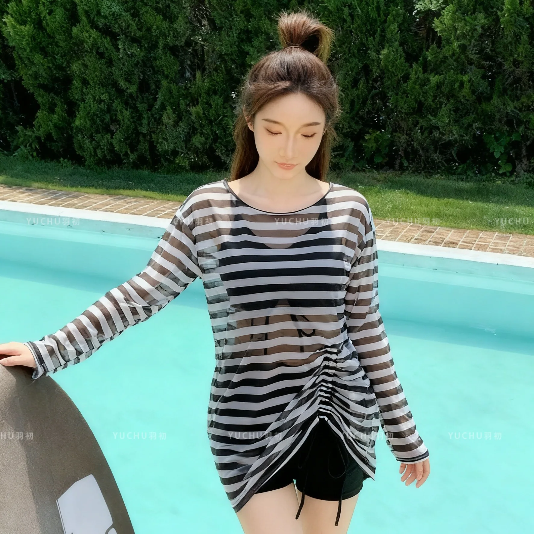 

Новый женский купальник 2026 года: полосатый, с длинным рукавом, защита от УФ-излучения, раздельный, из 3-х частей, скромный, сексуальный, облегающий, с эффектом утяжки живота