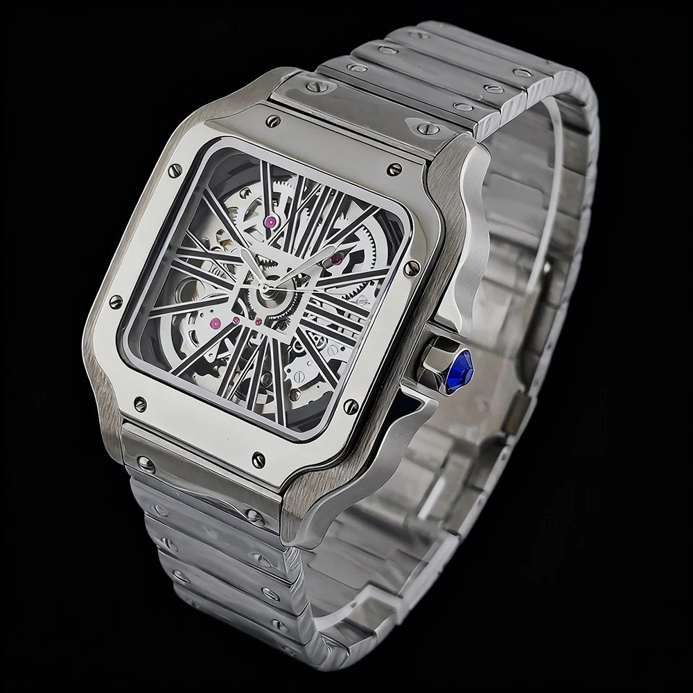 Nuovo orologio Santos NH70 Orologio in acciaio inossidabile da 38 mm Orologio da uomo con logo personalizzato adatto per orologio con movimento NH70